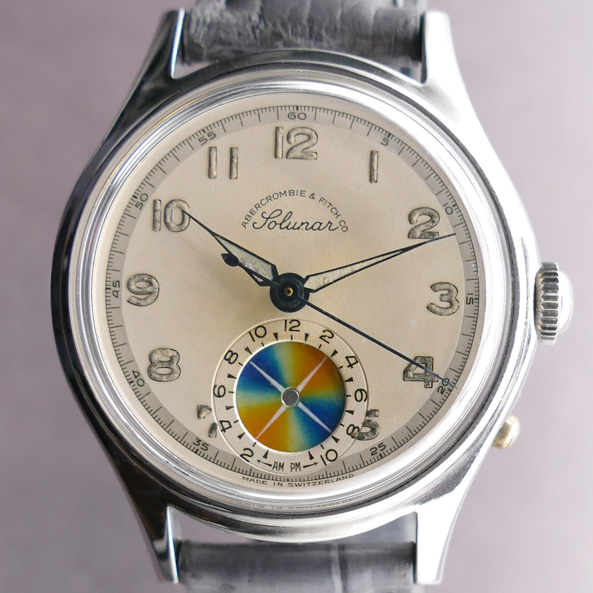 Abercrombie Fitch Heuer Solunar Stainless Steel Tidal Dial Watch