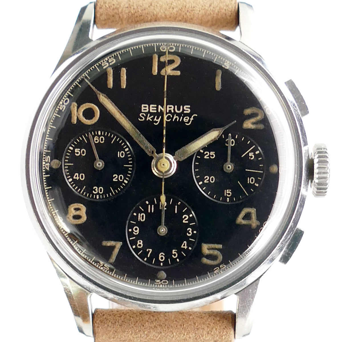 Benrus Sky Chief G280F Model VZ 3 Valjoux 72 Stainless Steel