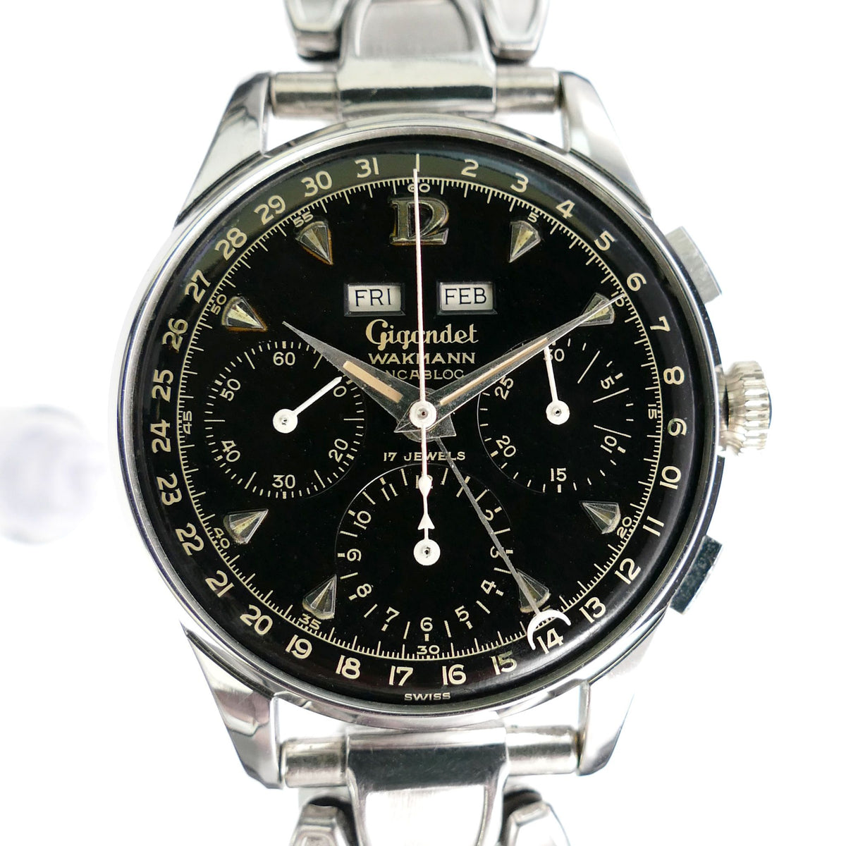 ディレクミヤマ Gigandet Wakmann Datic Triple Date Chronograph Black Dial – Timeplex