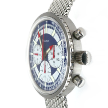 Load image into Gallery viewer, Signed Winding Crown on the Bulova Stars and Stripes 1979 Vintage Chronograph with Original Milanese Bracelet