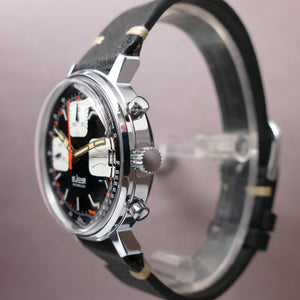 Near Mint LeJour 1970s Vintage Chronograph Watch Monnin Reverse Panda Large 38mm 