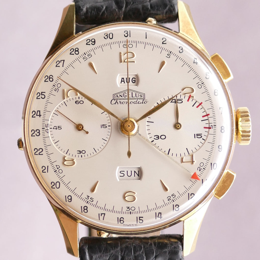 Angelus Chronodato Large 38mm Triple Date Chronograph – Timeplex