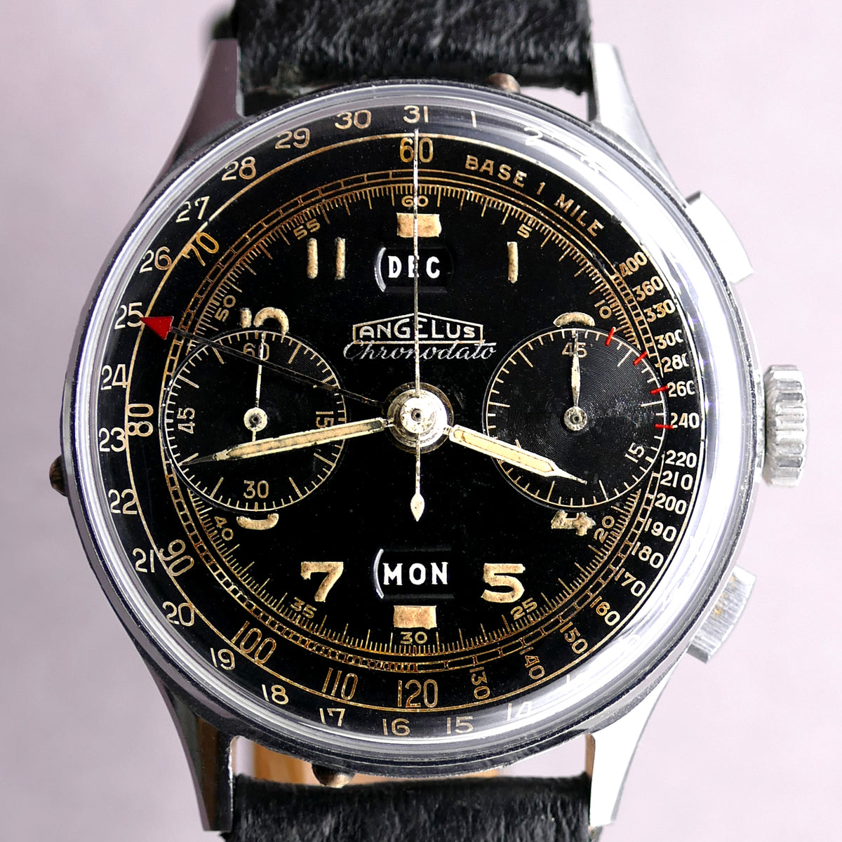 Angelus Chronodato Stainless Steel Radium Chronograph – Timeplex
