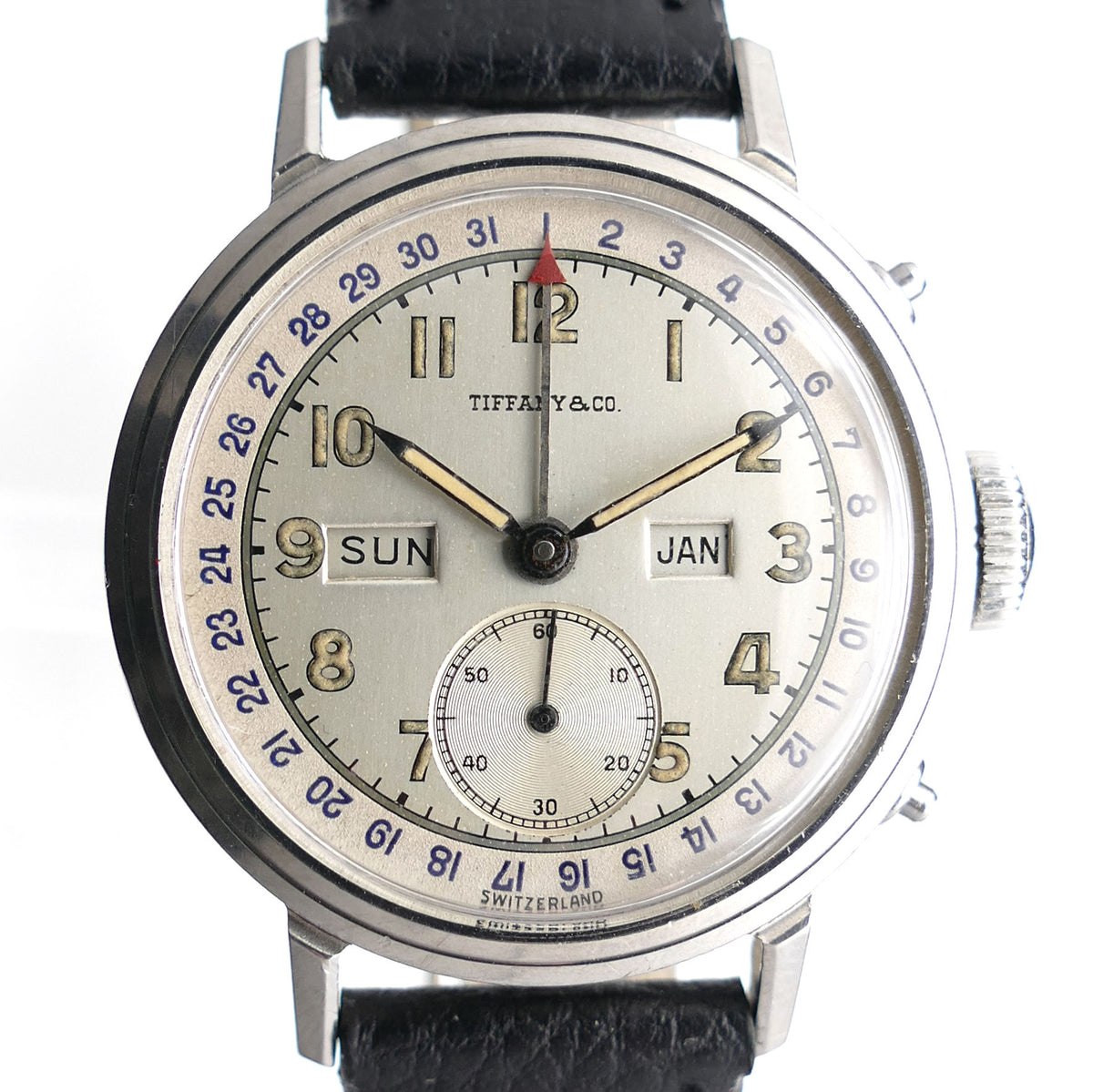 Tiffany & Co Movado Calendograph 1944 Triple Date Steel Vintage Watch ...