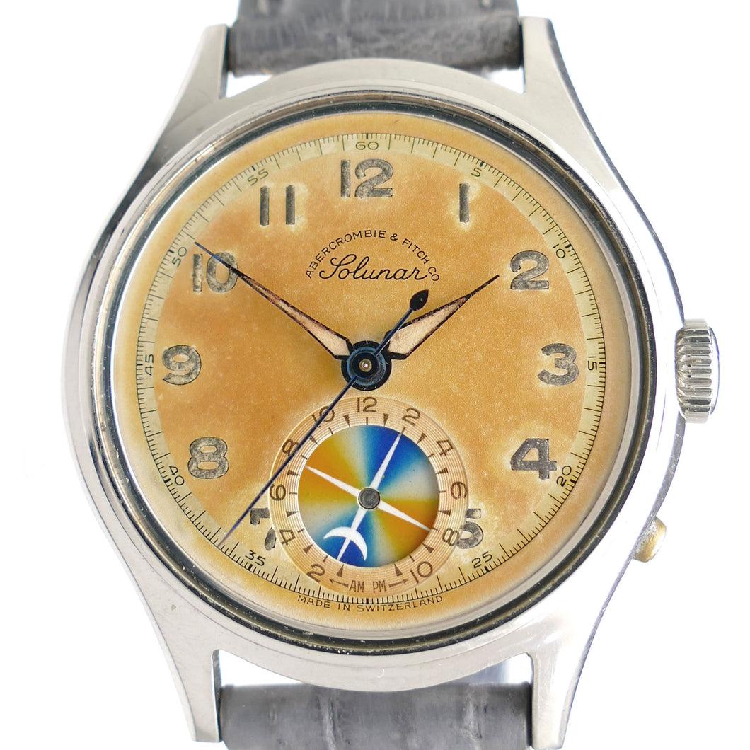 Abercrombie & Fitch Heuer Solunar vintage Seafarer tidal dial watch
