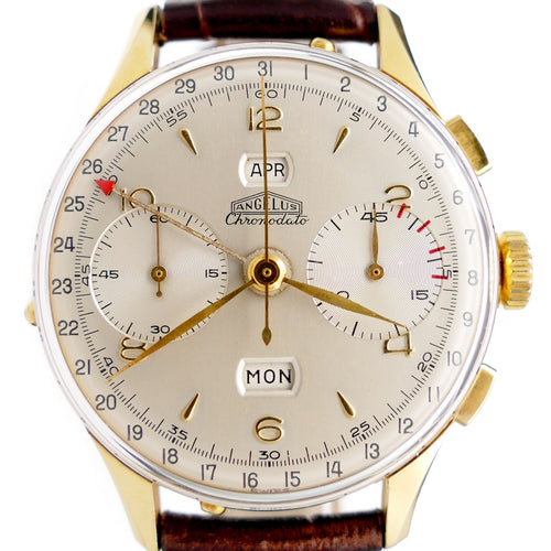 Angelus Chronodato Vintage Triple Date Chronograph Watch