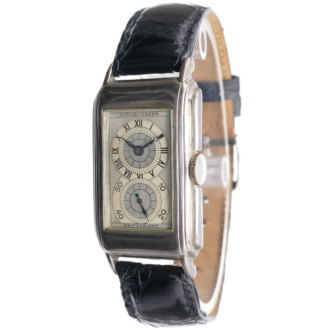 Gruen-Alpina Techni-Quadron Sterling Silver Doctor's Watch