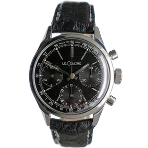 LeCoultre E335 Master Mariner Black Dial Valjoux 72 Chronograph Watch Circa 1972