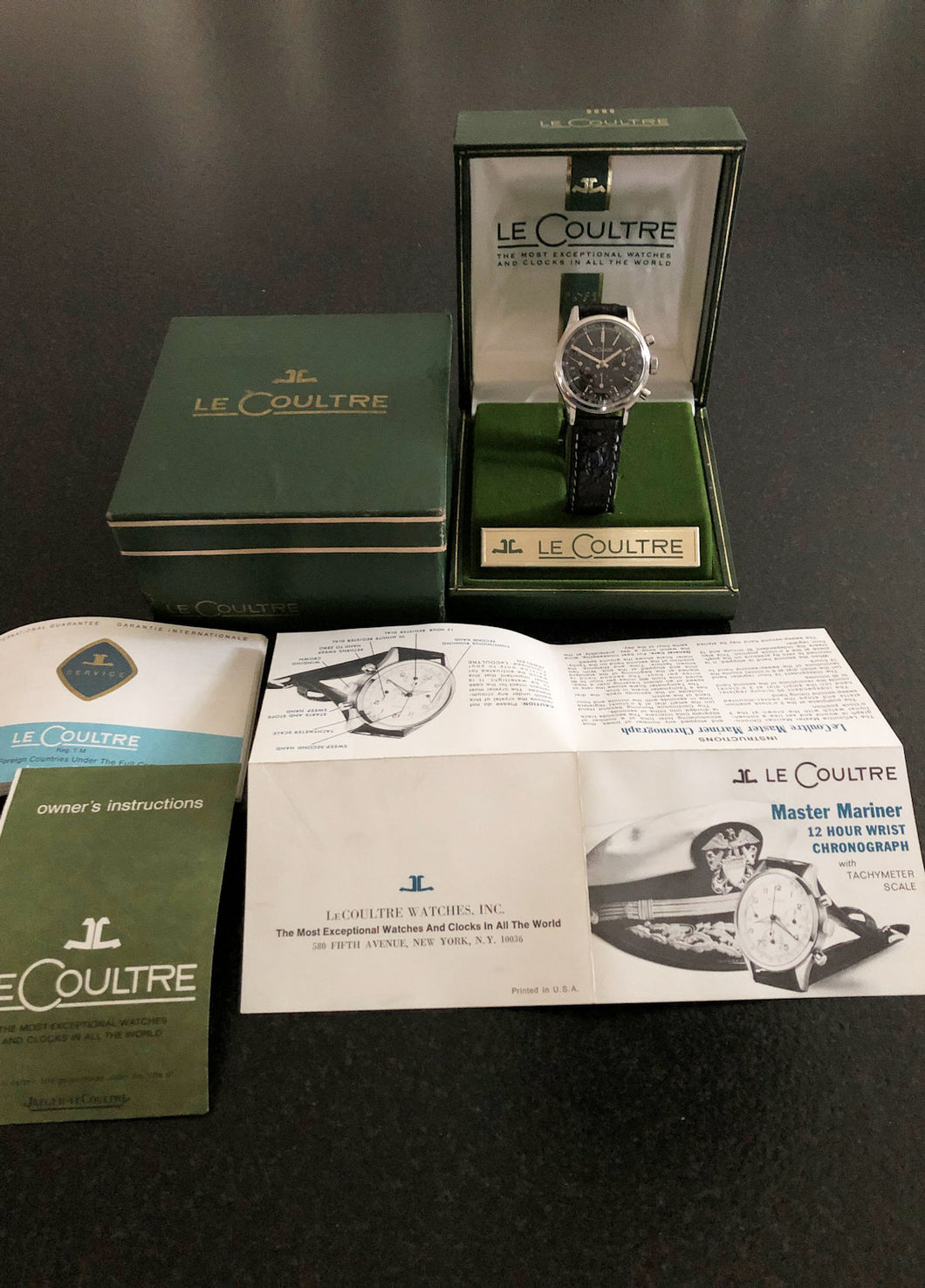 LNIB Vintage Chronograph Watch Jaeger-LeCoultre E335 Master Mariner with Valjoux 72 Movement