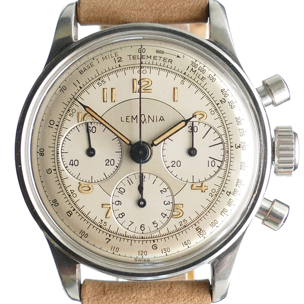 Lemania 163 Near Mint Vintage Chronograph with CH27 C12 (Omega 321) manual wind movement.