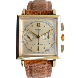 Universal Geneve 12105 Vintage 18K Solid Gold Square Chronograph Watch