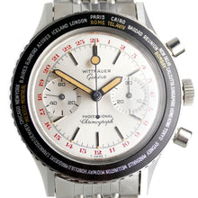 Load image into Gallery viewer, Wittnauer Globe Master 240T Mint Original Vintage World Time 24 Hour Chronograph